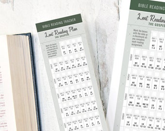 Lent Bookmark Bible Tracker - printable bookmark, lenten reading plan, gospels in 40 day, 40 day bible, christian church printable, progress