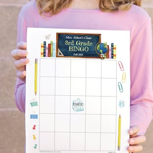 Modèle de bingo scolaire à remplir : 50 cartes Bingo imprimable pdf, jeu de classe personnalisé modifiable pour enfants, bingo vierge bricolage, fichiers à imprimer pour les enseignants