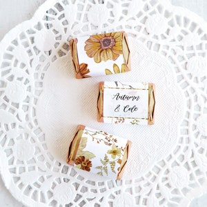 Fall Wedding Nugget Wrappers - PRINTABLE/fillable PDF download for wrapping candy Nugget Chocolate Candy. Print on address label stickers.