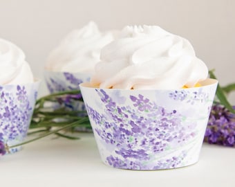 Lavender Flower Cupcake Wrapper - printable cupcake wrapper, floral baby shower, wedding cupcakes, bridal shower ideas, lavender green