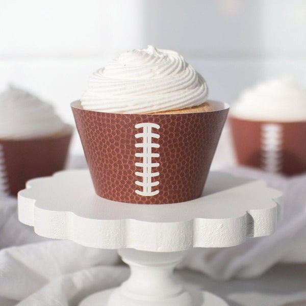 Football Cupcake Wrappers - PRINTABLE instant download PDF. American football party, sports theme birthday, fall big game watching day.