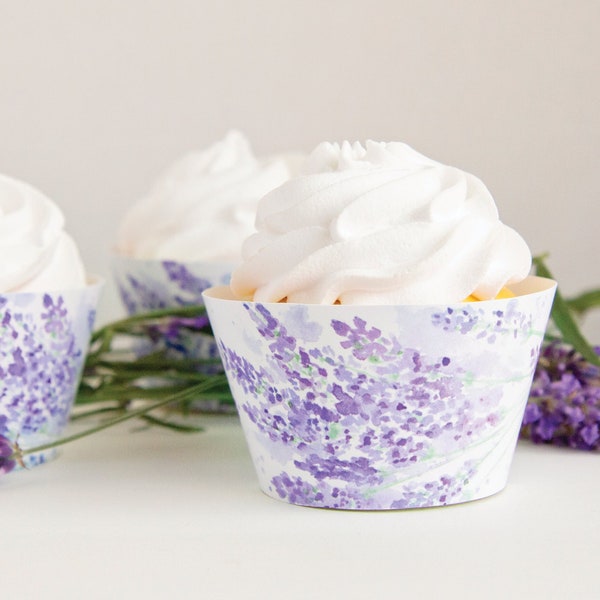 Lavender Flower Cupcake Wrapper - printable cupcake wrapper, floral baby shower, wedding cupcakes, bridal shower ideas, lavender green
