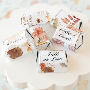 Fall Wedding Nugget Wrappers - PRINTABLE/fillable PDF download for wrapping candy Nugget Chocolate Candy. Print on address label stickers.