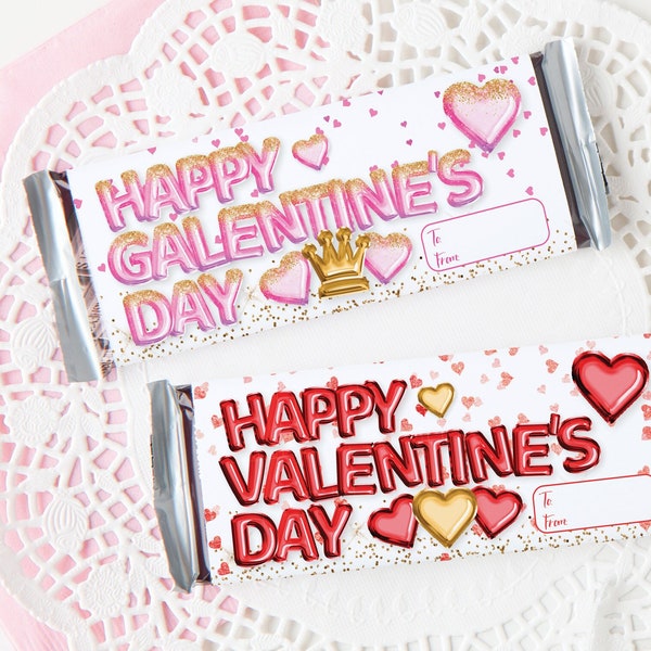 Valentine / Galentine Candy Bar Wrapper Set - PRINTABLE Hershey bar wrapper, Happy Valentine's Day, cute Happy Galentine's Day, pdf download