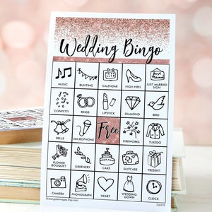 Wedding Bingo Cards: Printable bingo cards, 50 cards, bridal shower games, wedding shower idea, small reception activity