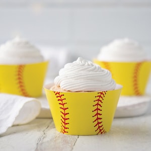 Softball Cupcake Wrappers - PRINTABLE cupcake wrappers, instant download, softball team party, sports theme party, girl birthday party