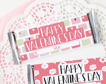 Involucri per barrette di cioccolato di San Valentino - Involucro per barrette standard STAMPABILE, Buon San Valentino, download PDF, piccola idea regalo, involucri rosa per San Valentino