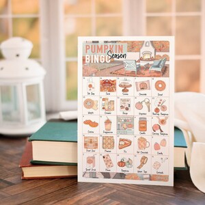 Bingo de la saison des citrouilles - 50 cartes uniques à imprimer. PDF à téléchargement numérique instantané. Activité amusante d'action entre amis, petite douche festive à la citrouille.
