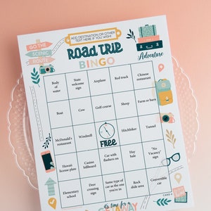 FILLABLE Road Trip/Travel Bingo Template - 50 PRINTABLE bingo cards pdf. Editable personalized car bingo scavenger hunt diy. Blank bingo.