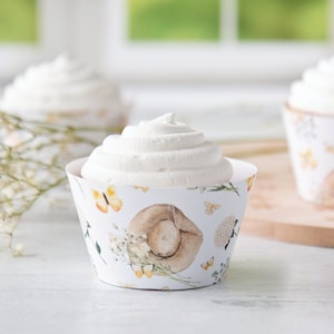 Sun Hats, Flowers & Butterflies Cupcake Wrappers - PRINTABLE instant download pdf. Gardening, spring/summer shower cupcakes, dessert table.