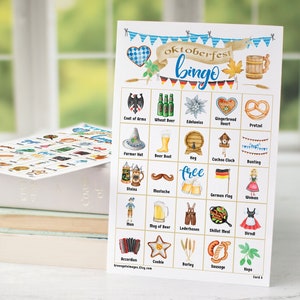 Oktoberfest Bingo: PRINTABLE 50 card bingo set - calling cards and unique bingo cards. Oktoberfest party ideas, fall games, clean adult game