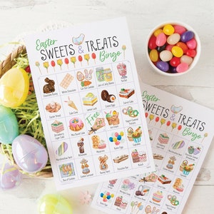 Ostersüßen & Leckereien Bingo - 50 DRUCKBARE Karten. Sofortiger Download PDF. Senioren, Erwachsene, Kinder, Kinderbeschäftigung zu Ostern.