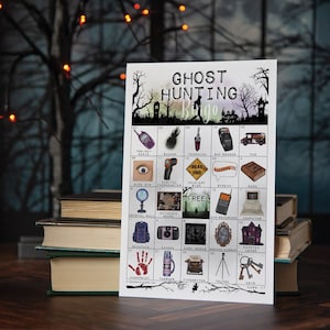 Ghost Jagd Bingo Karten - 50 DRUCKBARE Bingo Karten, große Party Idee, sauber Erwachsene, Tween, Preteen, Teenager, ältere Kinder Halloween-Spiel.