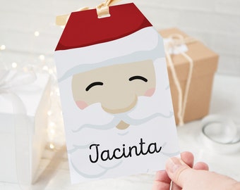 Jumbo Large Santa Gift Tag - PRINTABLE editable corjl, xl extra giant tag, huge for large xmas gifts really big personalized gift hang tag