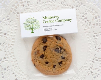 3.5" & 4.5" YOUR LOGO Cookie Pouch Topper - PRINTABLE foldover bag label. 4.5 inches wide, small bag tag, customize, add my logo and text.
