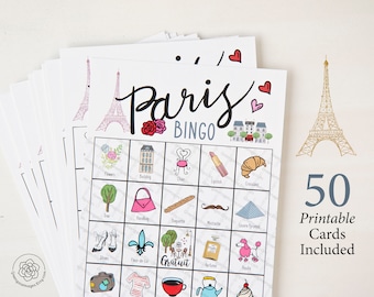 Paris Themed Bingo Cards