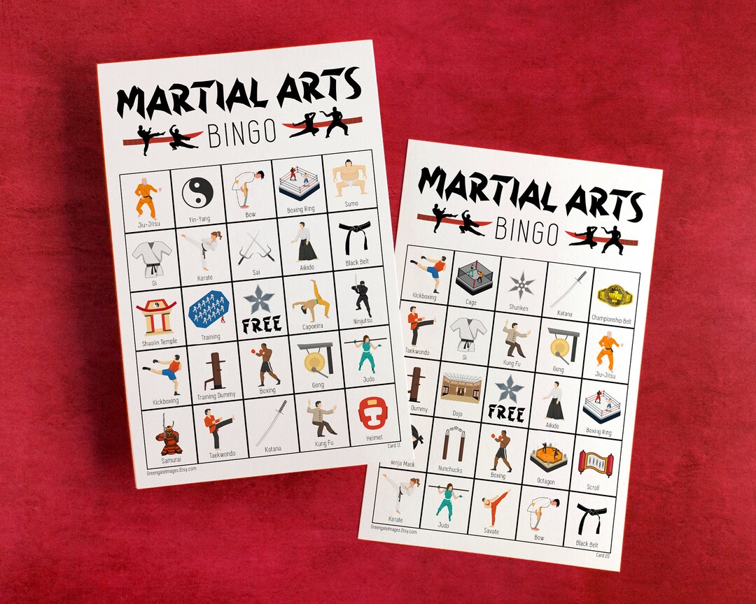 Martial Arts Bingo: PRINTABLE 50 Cards, Bingo Pdf Game, Party Game ...