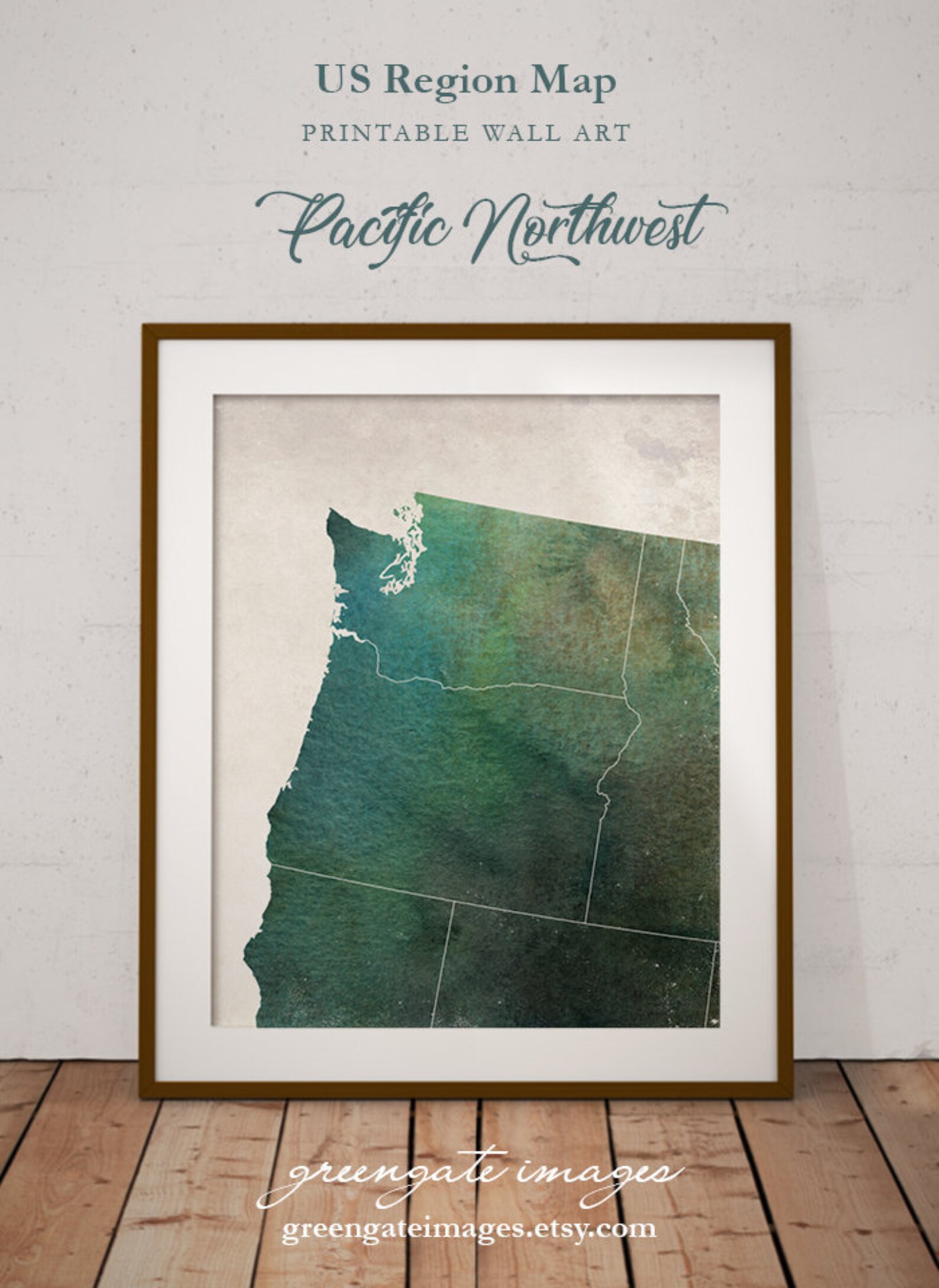 Pacific Northwest Wall Art printable map digital download | Etsy