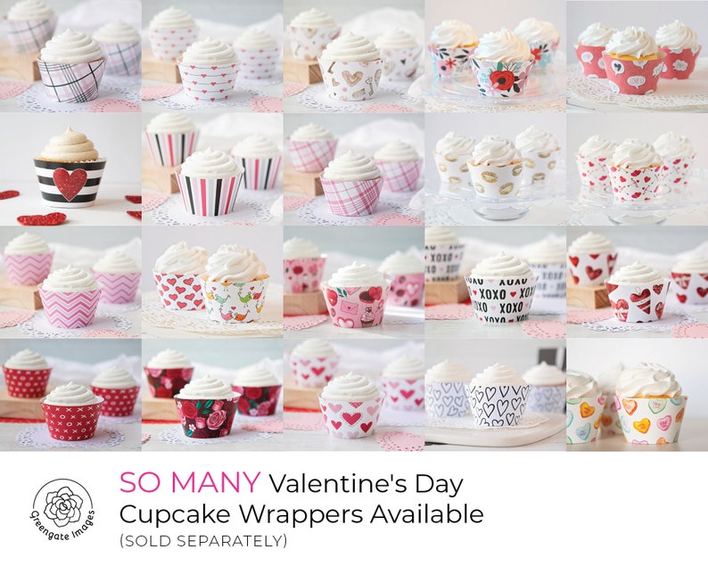 Valentine XO Hearts Cupcake Wrappers - PRINTABLE Instant Download ...
