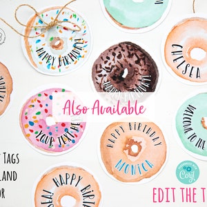 Donut Birthday Card PRINTABLE Instant Download PDF. happy Birthday With ...