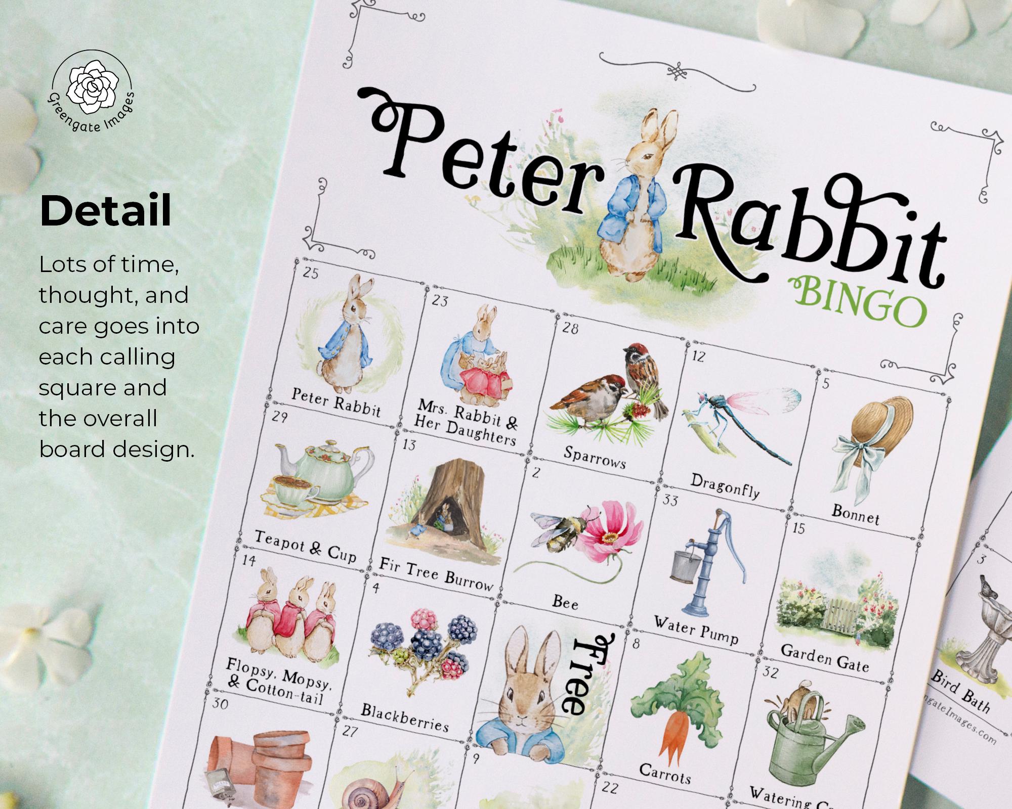 Peter Rabbit Bingo - 50 PRINTABLE Unique Cards. Activity for Spring ...