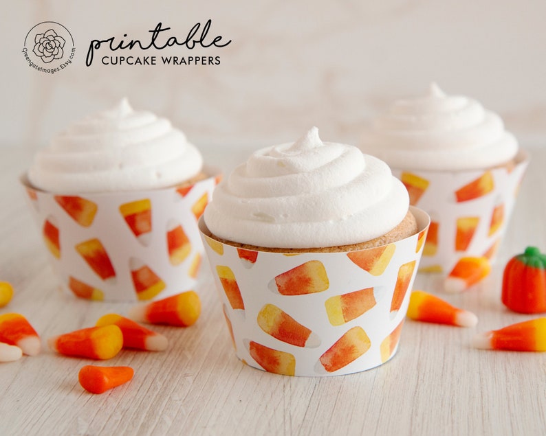 Printable Candy Corn Cupcake Wrappers - Instant Download Halloween ...