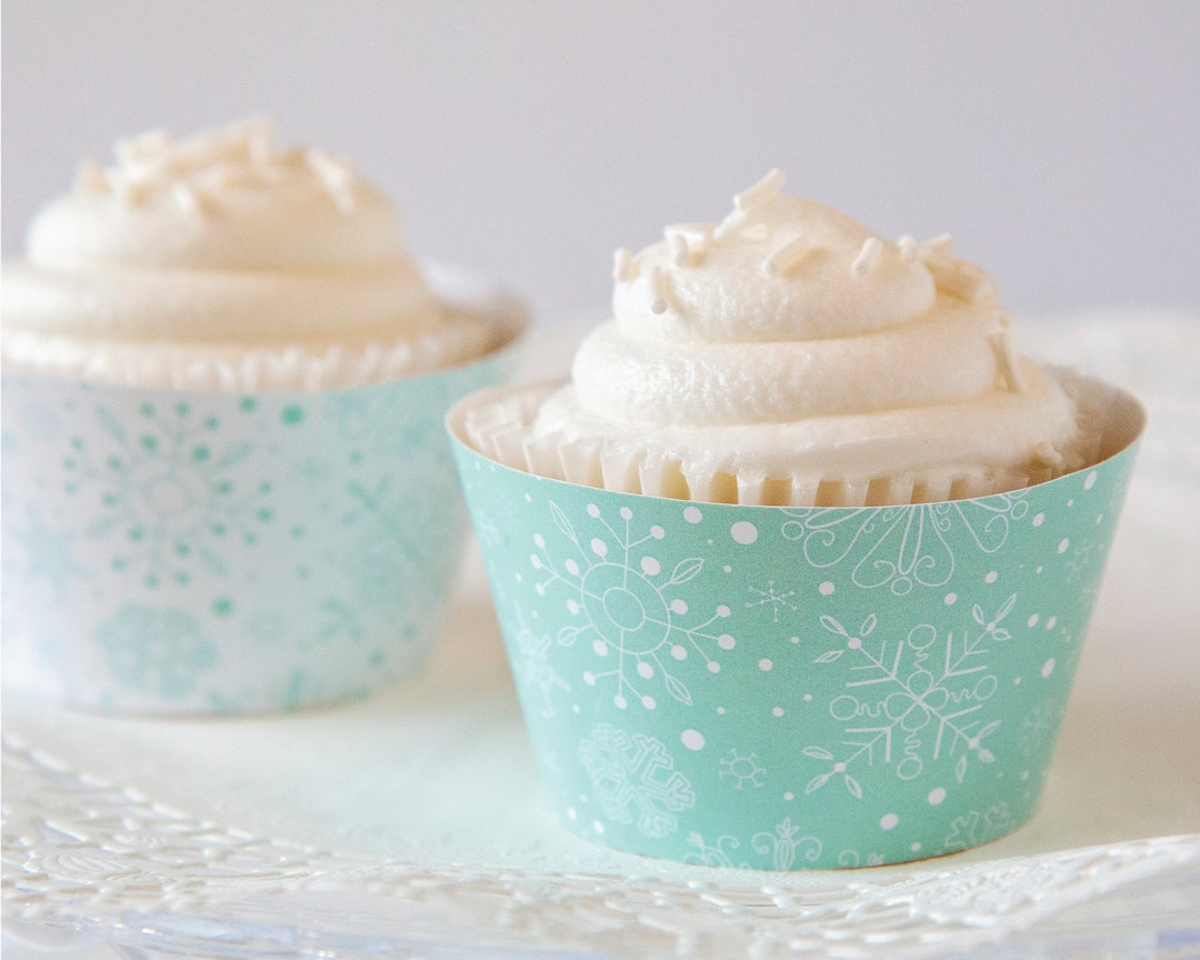 Mint Green Snowflake Cupcake Wrappers Printable Cupcake Wrappers ...