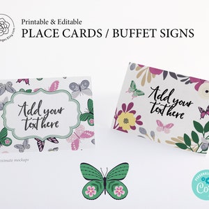 Spring Place Cards PRINTABLE Buffet Sign, Editable in Corjl, Party Food ...