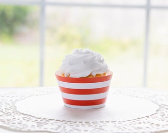 Orange Striped Printable Cupcake Wrapper - instant digital download, party decoration, printables, baby shower, bridal, wedding, baby boy