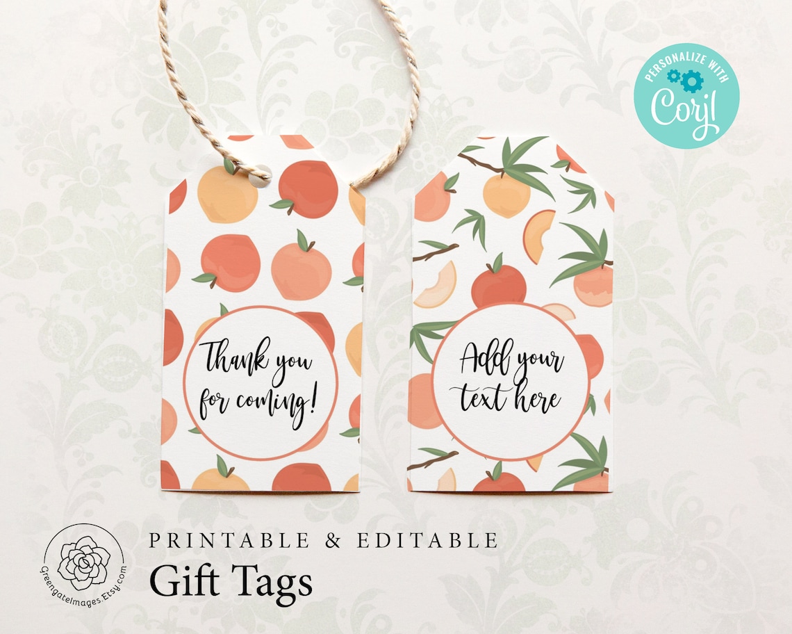 Peach Gift/favor Tags Printable Gift Tags Editable Text | Etsy