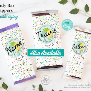 Birthday Candy Bar Wrappers - Custom Candy Wrap, Editable in Corjl ...