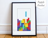 Tetris Wall Art - tetris printable, game room wall art, gamer decor, retro gaming, video game decor, poster size, 24x36 16x20 11x14 8x10