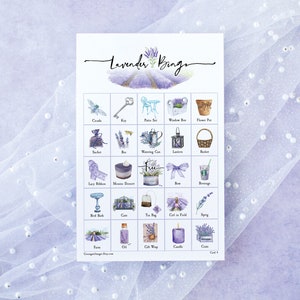 Bingo Lavanda: 50 tarjetas IMPRIMIBLES, juego de bingo en formato PDF, ideas para juegos de fiesta, juego para personas mayores, idea de actividad para el Día de la Madre, bingo de Provenza, Francia