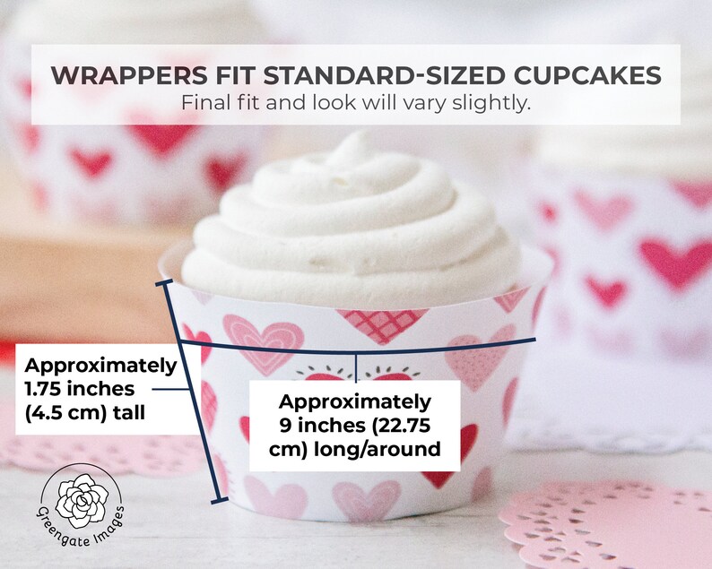Wrapper Heart Print Valentine Heart Cupcake Wrappers - PRINTABLE Instant Download. Cute ...