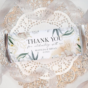 Wedding Candy Bar Wrappers - PRINTABLE Custom candy wrap, editable in Corjl personalized candy label, wedding favors, bridal shower favors