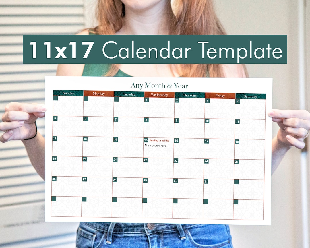 Editable 11x17 Calendar Template Fall Colors Calendar, Any Month, A3 Editable 11x17 Calendar Template Fall Colors Calendar, Any Month, A3