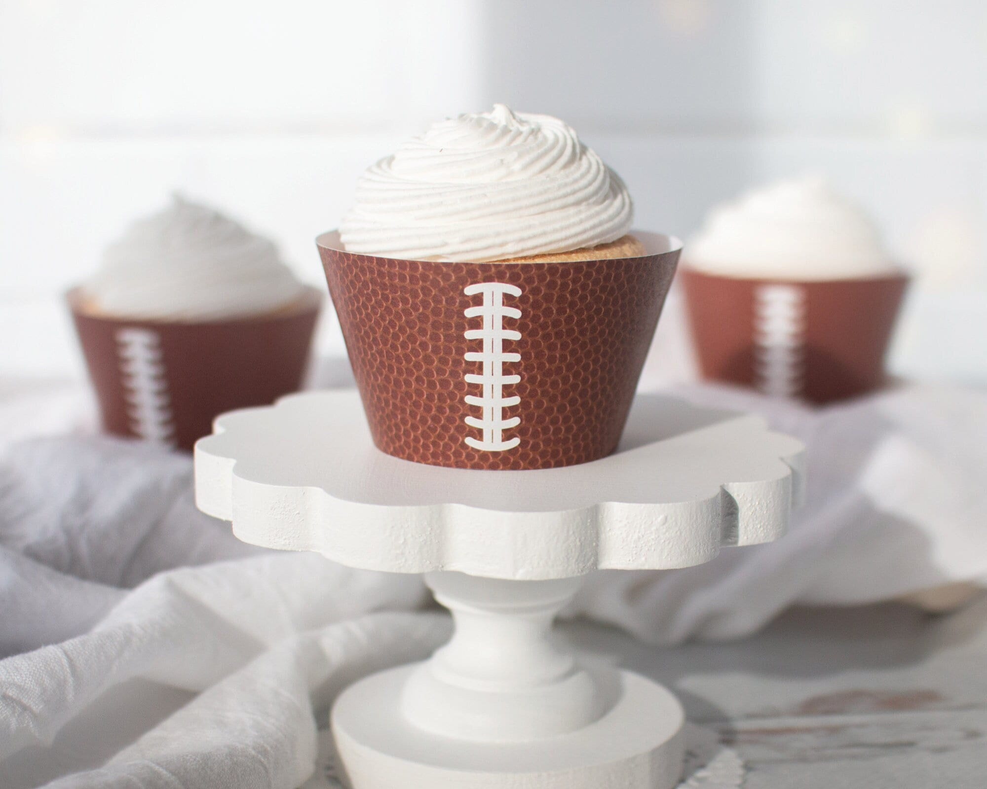 Football Cupcake Wrappers PRINTABLE instant download PDF American football party sports theme birthday fall big game watching