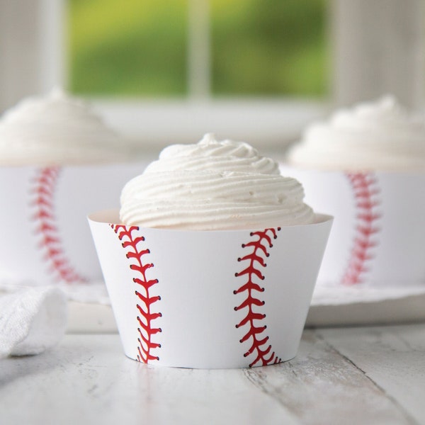 Emballages de cupcakes de baseball - Emballages de cupcakes à imprimer, téléchargement immédiat, fête de baseball, soirée à thème sportif, anniversaire de garçon, idées de sport