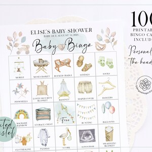 Baby Shower Bingo: 100 Cards, PRINTABLE Bingo Pdf, Personalized Baby ...