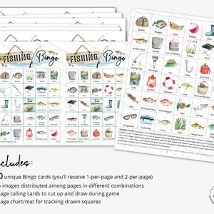 Fishing Bingo: PRINTABLE 50 Cards, Bingo Pdf Game, Party Game Ideas ...