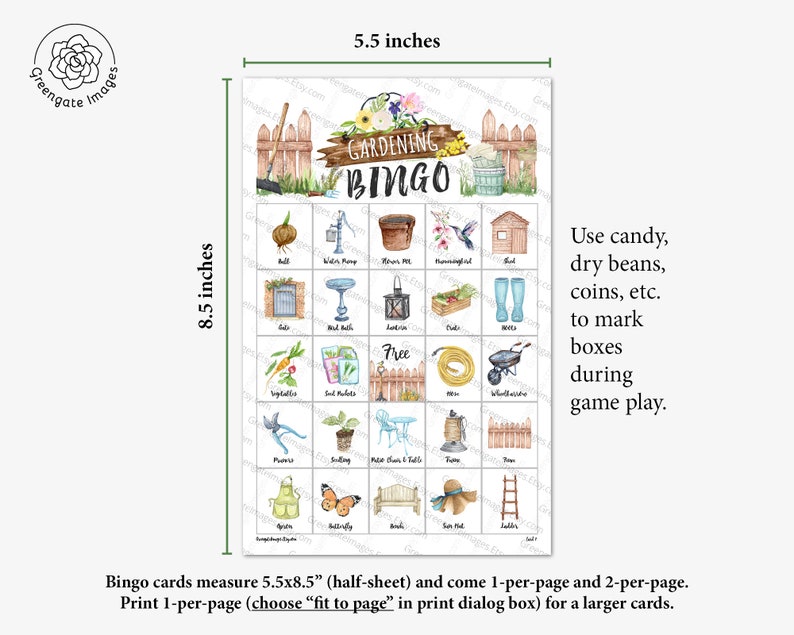 Gardening Bingo: PRINTABLE 50 Cards Bingo Pdf Game Party - Etsy