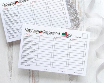 Christmas Categories - PRINTABLE instant download PDF. party game, christmas games family game idea, categories game, fun december idea