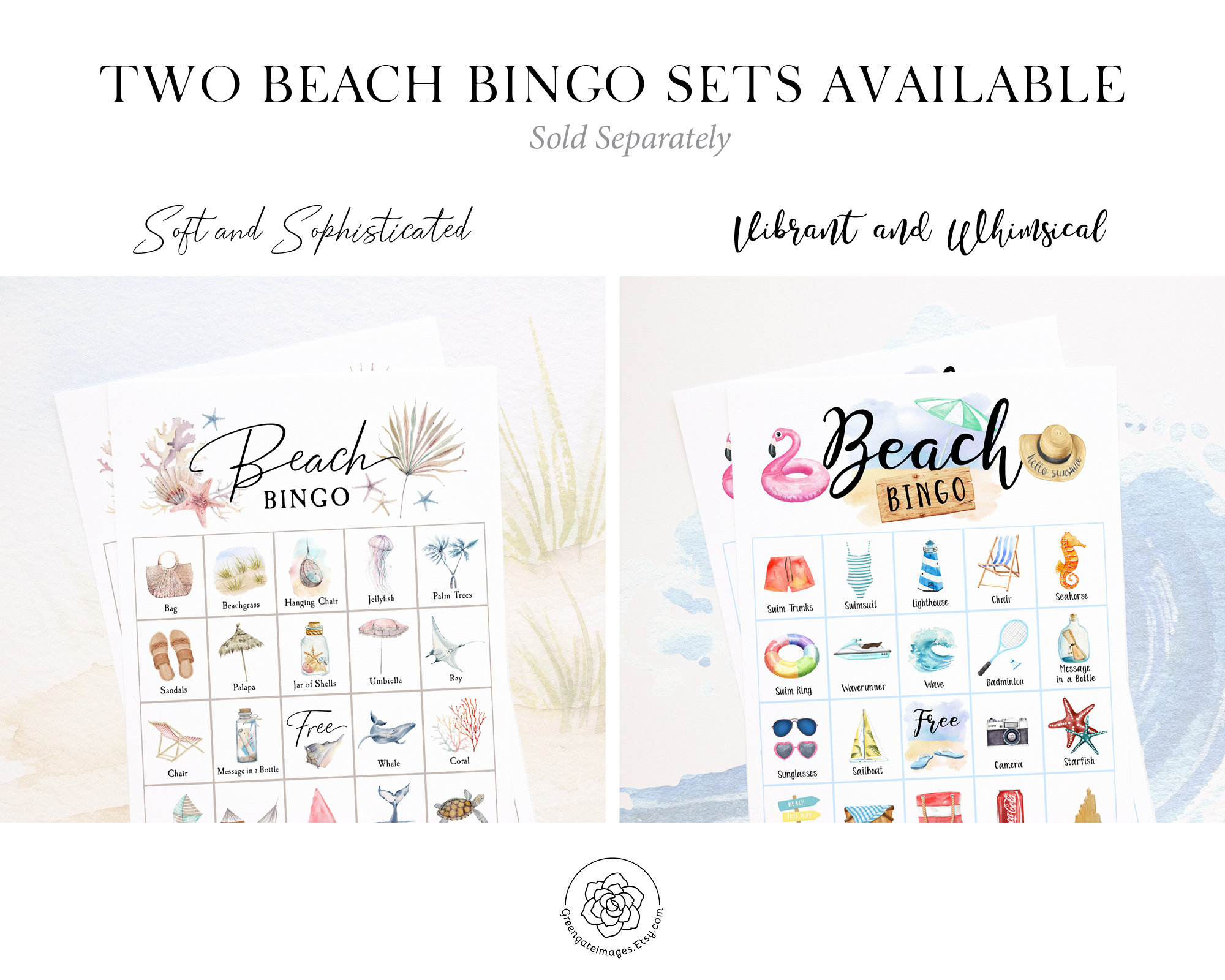 Beach Bingo: PRINTABLE 50 Cards Bingo Pdf Game Party Game - Etsy Hong Kong