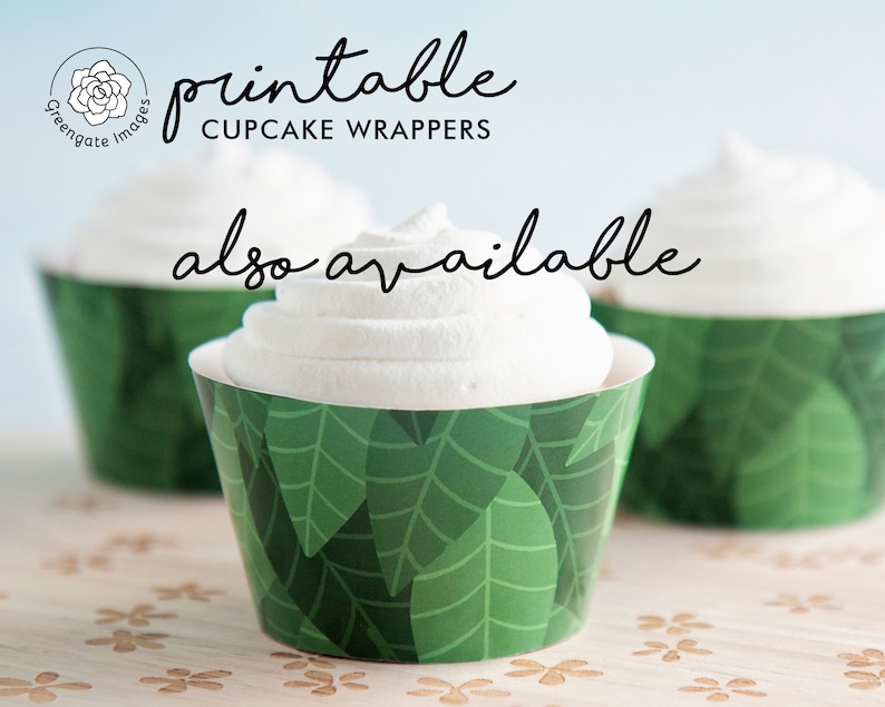 Tropical Leaves Cupcake Wrapper Greenery Cupcakes Party - Etsy