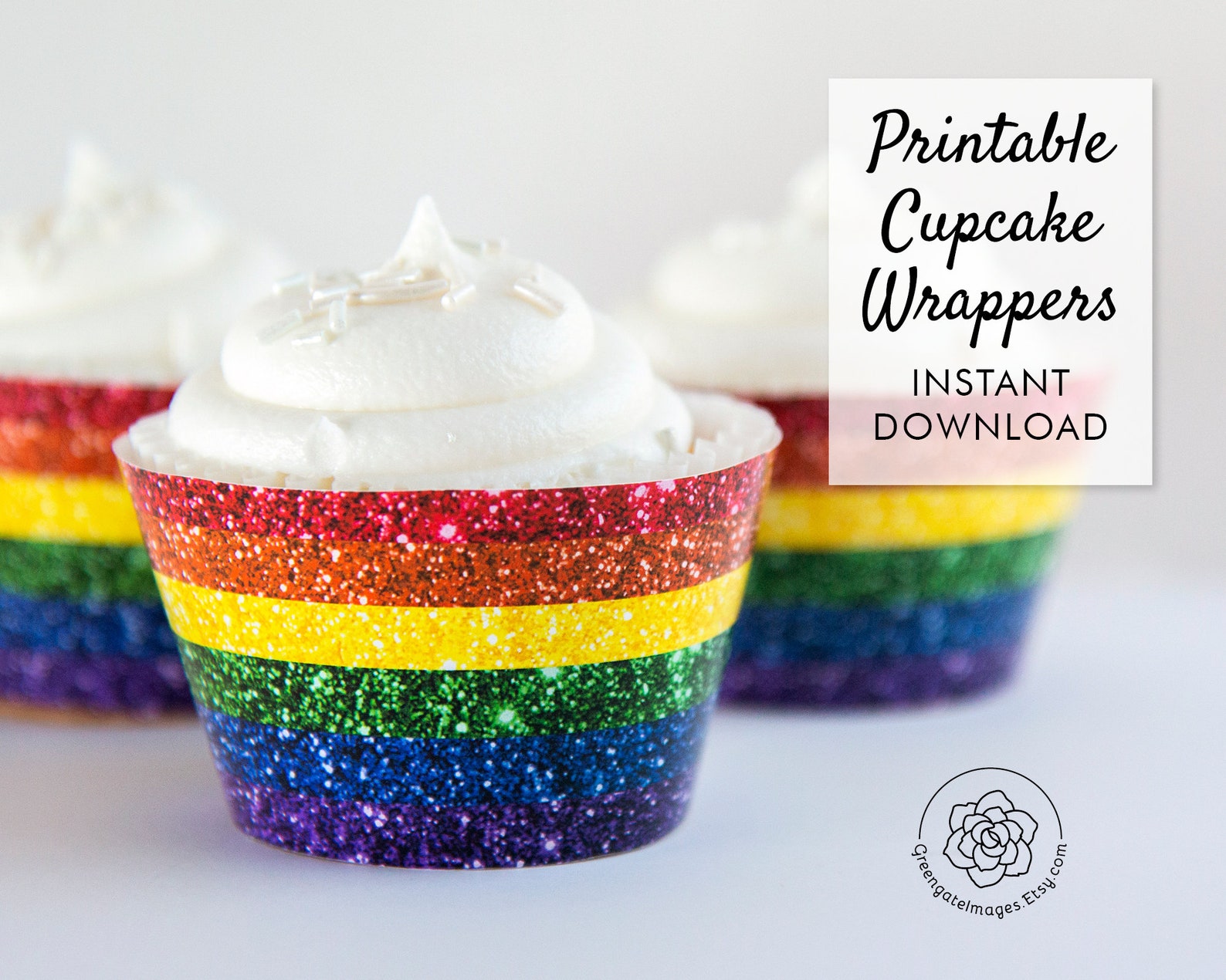 Rainbow Cupcake Wrapper Printable Cupcake Wrap St. Etsy