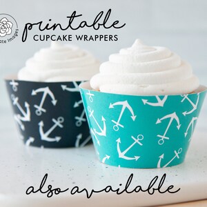 Nautical Cupcake Wrappers - Printable Cupcake Wrap, Navy Nautical, Boy ...