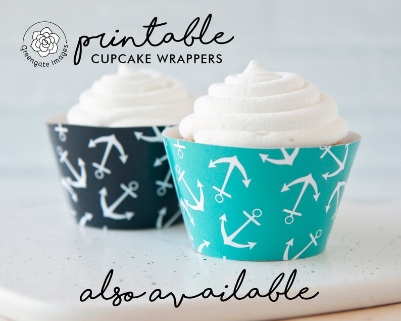 Nautical Cupcake Wrappers Printable Cupcake Wrap Navy - Etsy