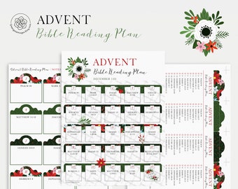 Advent Bible Reading Plan - PRINTABLE - Advent calendar, Advent bookmarks, Bible passages and note taking, Bible Schedule, Christmas Reading