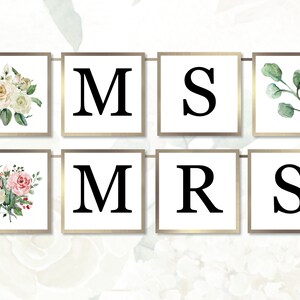 Bannière de lettre modifiable - verdure, bannière de message personnalisée, guirlande personnalisée, bannière de douche nuptiale, personnalisation, décoration de fête, blanc doré