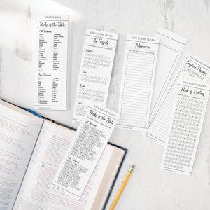 Bibel Tracking Lesezeichen - DRUCKBAR Download PDF. Bibelleseplan, Tracker mit Psalmen, Evangelien. Schwarz und Weiß. Geschenk für Lerngruppe.